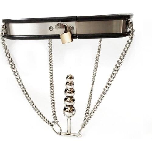 Invisible Female Chastity Belt Steel With Vaginal Plug Bdsm Tools Metal Bondage Chastity Device Anal Beads Sex Toy For Woman
