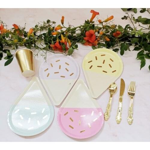 New Ice Cream Pattern Party Disposable Tableware Set Birthday Cups Plates Tableware Decorations for Kids Birthday Party Supplies
