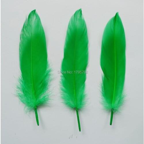Wholesale Hard Pole 1000Pcs Green Goose Feathers For DIY Crafts Swan Plumes 12-18cm Jewelry Wedding Home Accessories Decoration