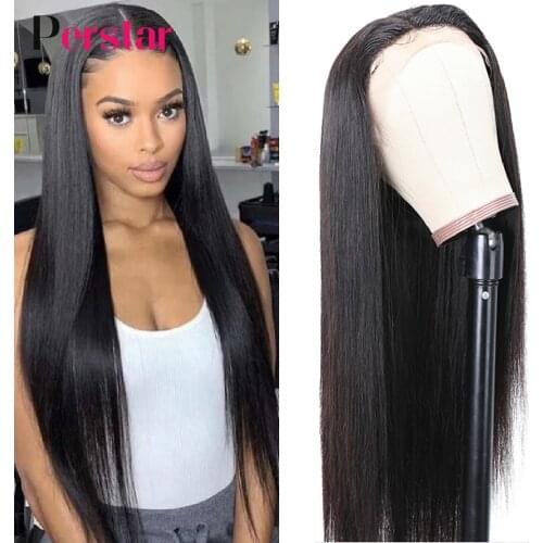 Perstar T Part Lace Wigs For Black Women Human Hair Lace Wig Brazilian Straight Hair Lace Wigs 13*1*4 T Part Remy Human Hair Wig