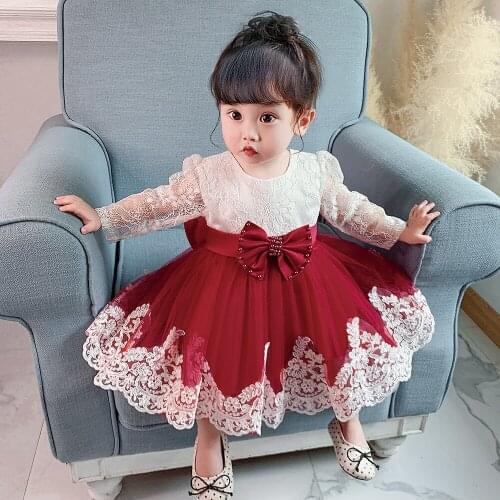 Baby Girl Dress Clothes Vestidos Dresses Birthday Lace Princess Bow Vestido Girls Birthday Clothes