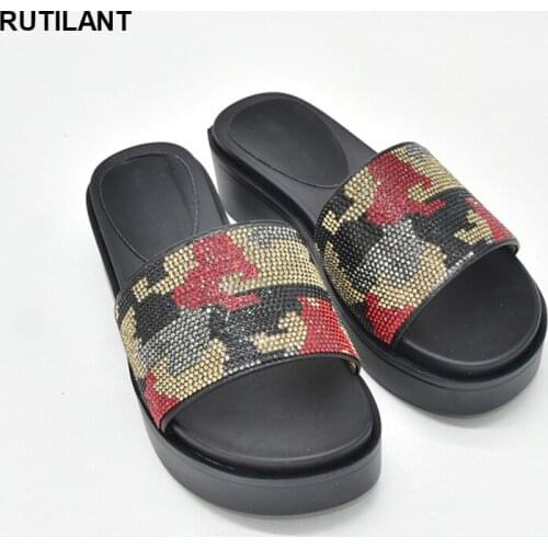 Latest Fashion African Nigerian Summer Banquet Fashion with Diamond and Diamond Popular Fashion Wedding Slipper Woman Low Heels