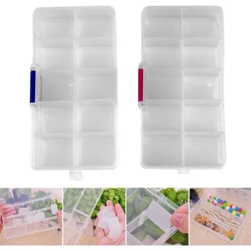 10 Compartment Adjustable Jewelry Beads Clear Storage Organizer Box Holder New