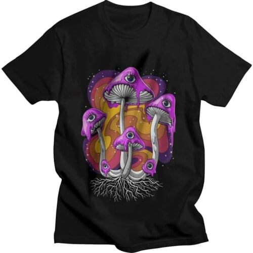 Psychedelic Psilocybin Magic Mushrooms Tshirt Men Streetwear Tee Tops 100% Cotton T Shirt Short Sleeve Fungi T-shirt Gift Idea