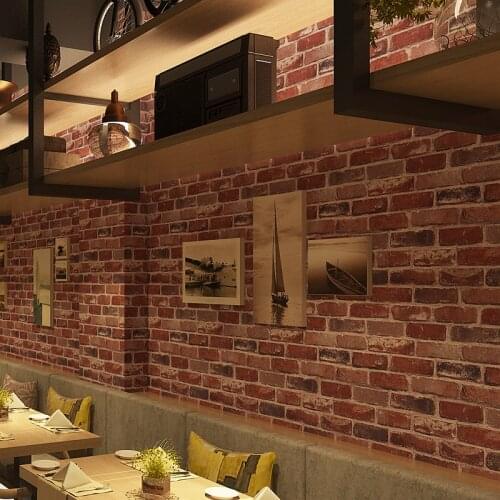 10M Rustic Vintage 3D Faux Brick Wallpaper Roll Vinyl PVC Retro Industrial Loft Wall Paper Red Black Grey Yellow Washable