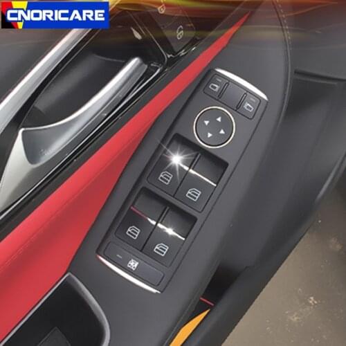 Car Door Armrest Glass Lifting Buttons Switch Sequins Trim Sticker For Mercedes Benz GL X166 ML GLE W166 Interior Accessories