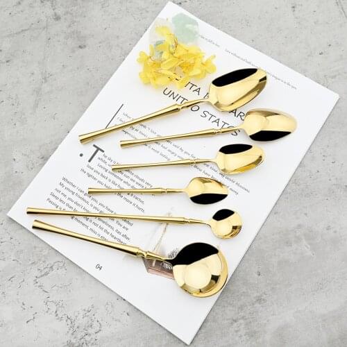 1Pc Gold Cutlery 18/10 Stainless Steel Dinnerware Mirror Polish Dinner Knife Dessert Fork Coffee Spoon Chopsticks Tableware Set