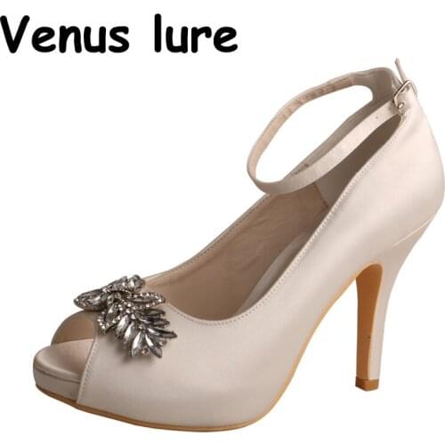 Butterfly Wedding Shoes for Bride off white Peep Toe Platform Party Shoes