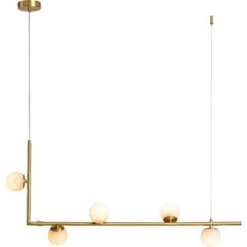 Light luxury post-modern creative designer all copper water pattern glass chandelier simple dining room living room chandelier