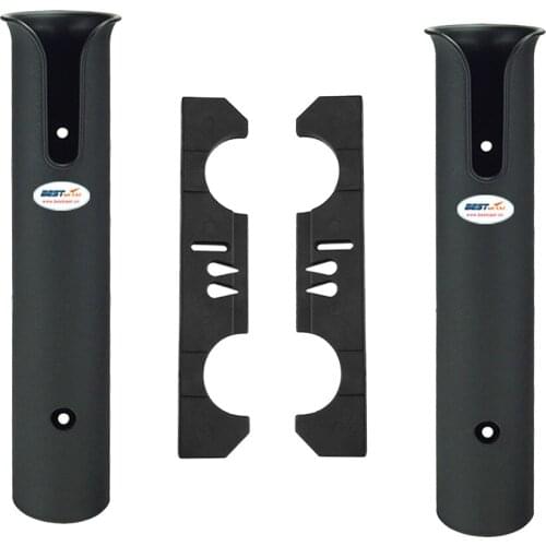 2 Rack Fishing Rod Holder Replacement for Pontoon Boat Ship Yacht Canvas, Black