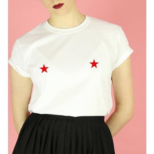 Love Pentagram Nips Breast Print T shirt Tees Shirt Tshirt Simple Minimal Design Print Unique Weird womens clothing