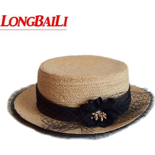 LongBaiLi Summer New Arrival Elegant Raffia Straw Hat For Women Sun Beach Hats Free Shipping SWDS138