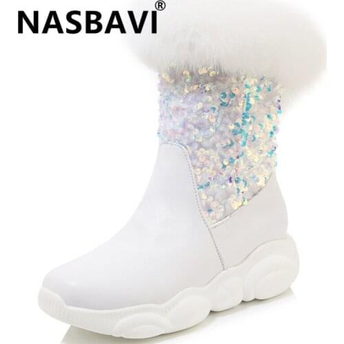 2019 fashion New platform Shoes PU+suede winter snow Boots Women Ankle Boots Square head Sequined Cloth Shoes Women short Boots