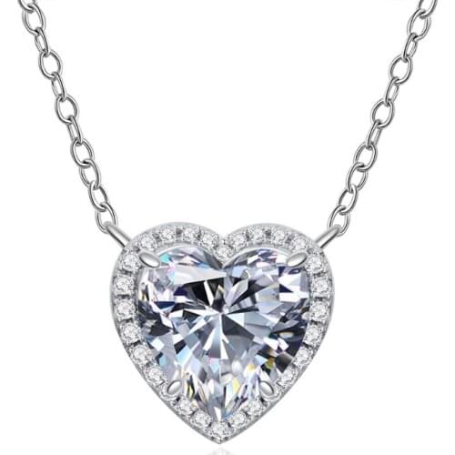 100% 925 Sterling Silver 10*10mm Heart Cut High Carbon Diamond Women Pendant Necklace For Women Fine Jewelry