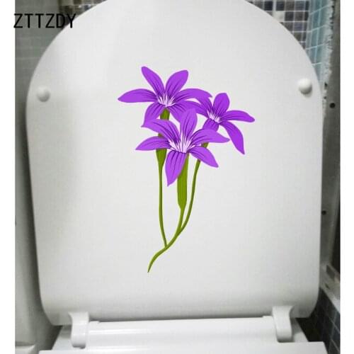 ZTTZDY 15.2*23CM Purple Flowers Creative WC Toilet Seat Stickers Modern Art Rooms Wall Decal T2-0271