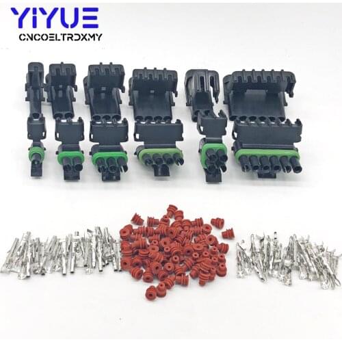 1 set 1/2/3/4/6Pin Weather pack Weatherpack Electrical Wire 2.5 Connector Plug Sealed Wiring automobile Connectors Kit 18-14 GA