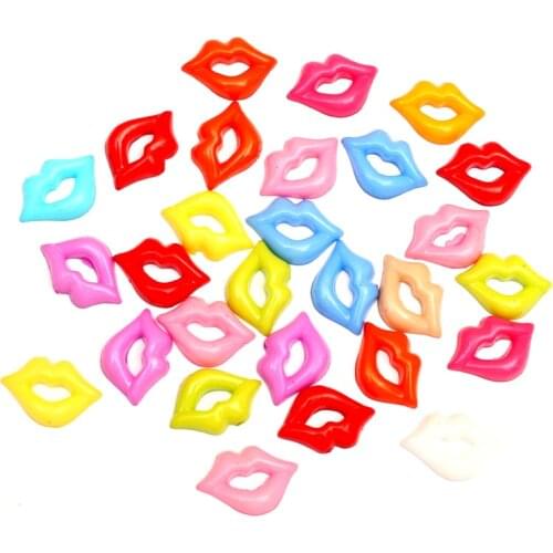 100Pcs 18.5mm Mixed Acrylic Lips Decoration Crafts Flatback Cabochon Scrapbooking Fit Phone Embellishments Diy Accessories