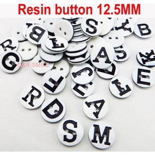 100PCS RESIN Number Buttons Decoration 12.5MM Coat Boots Sewing Clothes Accessory Pearl Kids Word Button R-335