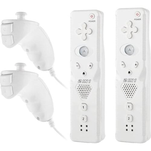 2 in 1 For Nintendo Wii Nunchuk Built-in Motion Plus Wireless Remote Controller Joystick Gamepad with Motion Sensor Silicon Case