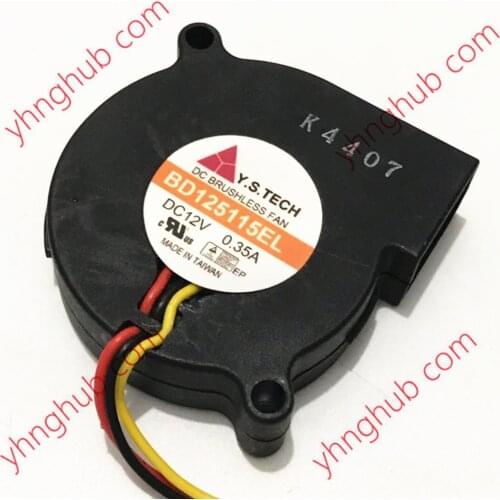 Y.S TECH BD125115EL DC 12V 0.35A 50x50x15mm 3-Wire Server Cooling Fan