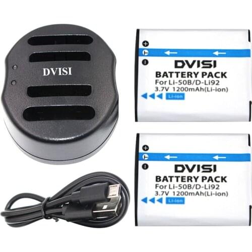 2pcs Li-50B Li 50B Li50B D-Li92 Rechargeable camera Batteries and USB Dual Charger for Olympus FE-20, FE-360, Mju 1010 Camera