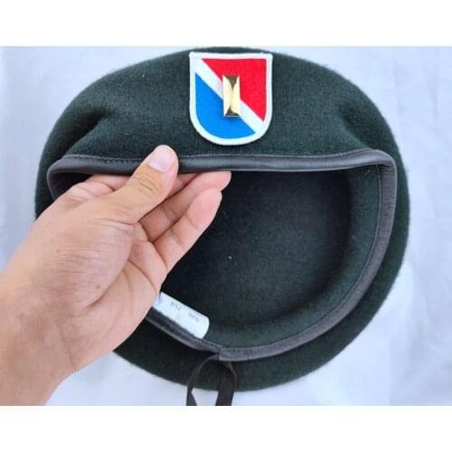 United States Us Army 11th Special Forces Group Wool Blackish Green Beret & SECOND LIEUTENANT OFFICER RANK INSIGNIA Military Hat