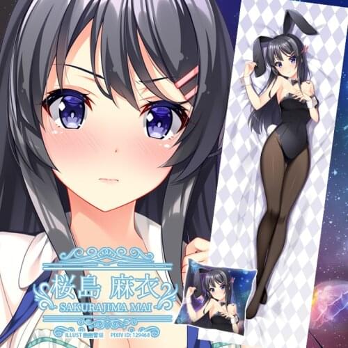 Anime Seishun Buta Yarou wa Bunny Girl Senpai no Yume wo Minai Sakurajima Mai Dakimakura Hugging Body Pillow Case Cover Gifts SM