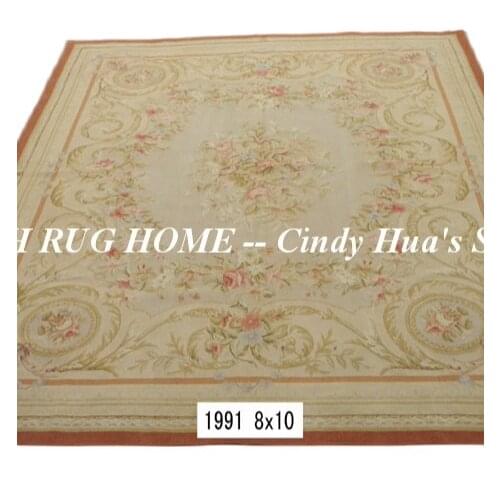 Free shipping 8'x10' Aubusson rugs Beige medallian Red Boarder aubusson rugs for home decoration bedrooom rugs