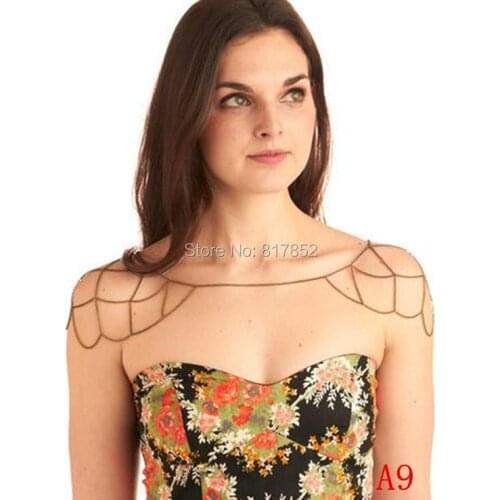 FREE SHIPPING STYLE A9 Gold colour CHAIN DOUBLE SHOULDERS CHAIN JEWELRY 3 COLORS