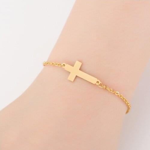 Gold Cross Bracelets for Women Chain on The Hand Stainless Steel Simple Christian Bracelet Jewelry Gifts for Woman Accessories