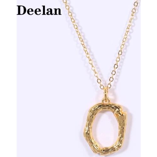 DEEIAN 26 letter Gold Color Long Necklace for Women Girls Vintage Alphabet Charm Pendant Necklace Female Wedding Jewelry Gift