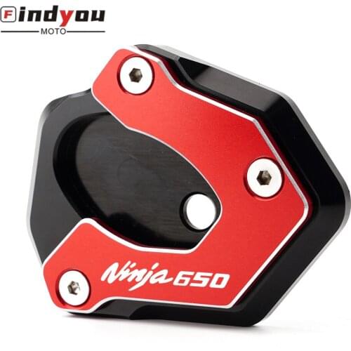 For KAWASAKI Ninja650 Ninja650R Ninja 650 2017 2018 2019 Motorcycle CNC Kickstand Foot Side Stand Extension Support Plate Pad