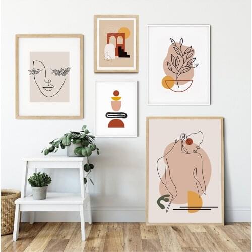 Fine One Line Art Drawing,Mid Century Modern Gallery Wall, Abstract Wall Art Print Set,Woman Silhouette Lashes Boho Wall Decor