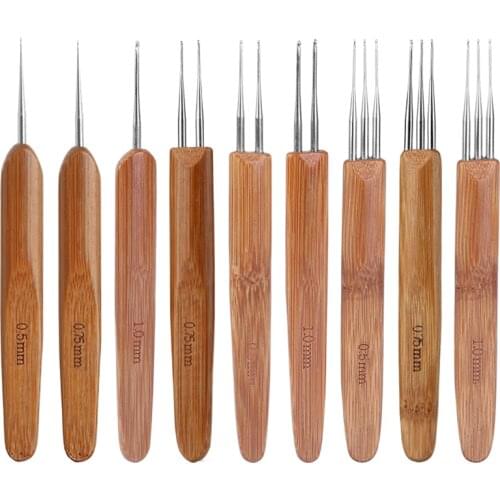 KAOBUY Profeesional Dreadlock Crochet Bamboo Handle Hook 0.5Mm 0.75Mm 1-Hook 2-Hooks 3-Hooks Needle For Dreads Lock Needle