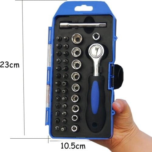 38pcs/set Ratchet Socket Wrench Screwdriver Bits Combination Kit Multi-functional Hand Repair Tools 1/4 Socket Spanner