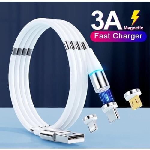 Micro USB Type C Portable Magnetic Cable 3A Fast Charging Smart Phone QC3.0 Date Cord For iPhone 12 Pro Max Xiaomi 11 Huawei P40