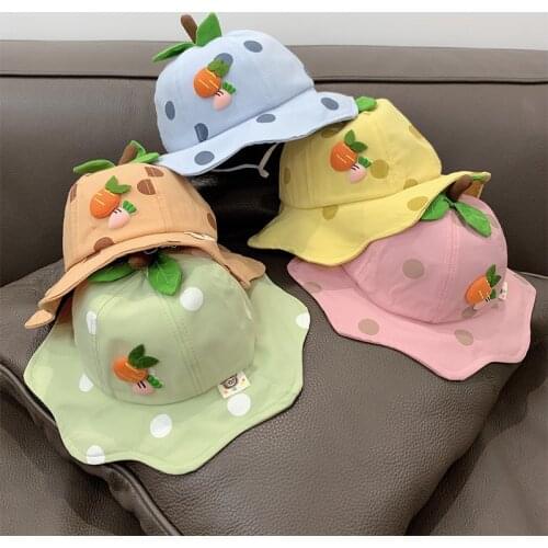 Cute Spring Baby Hat Dot Leaf Carrot Baby Boy Girl Sun Hat Outdoor Kids Bucket Hat Children Panama Hat Baby Beach Caps Beanie