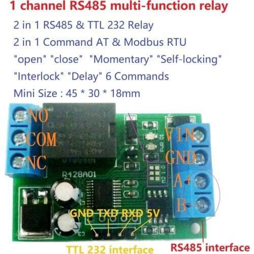 Mini Dc 12v Rs485 Delay Relay Modbus-Rtu Uart Switch Module For Cctv Camera Ptz Led Safety Plc