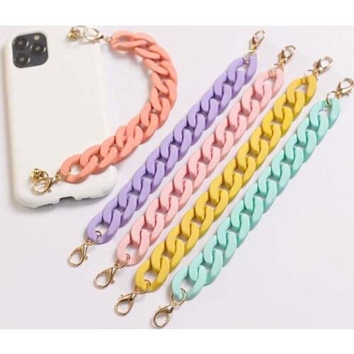 New Candy Color Korean Plastic Chain For Phone DIY Jewelry Mobile Phone Anti-Fall Chain Lobster Clasp Hanging Chain Accessories