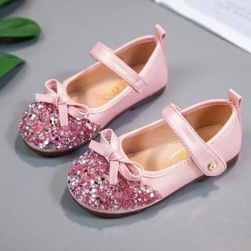 2020 New Autumn Sequin Bow Princess Shoes Baby Girls Big Kids Dresses Leather Shoes Children Party Shoes 3 4 5 6 7 8 9 10 11 12