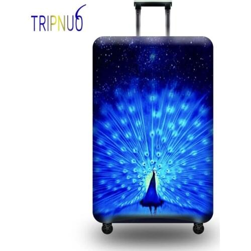 TRIPNUO Peacock Opening Luggage Cover Travel Accessories 18-32 Inch Travel Trolley Dustproof Suitcase Protective Cover Elastic