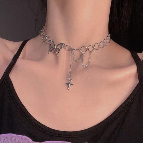 Stainless Steel Butterfly Necklace Female Personality Clavicle Chain for Women Trend Niche Design Sense Collar
