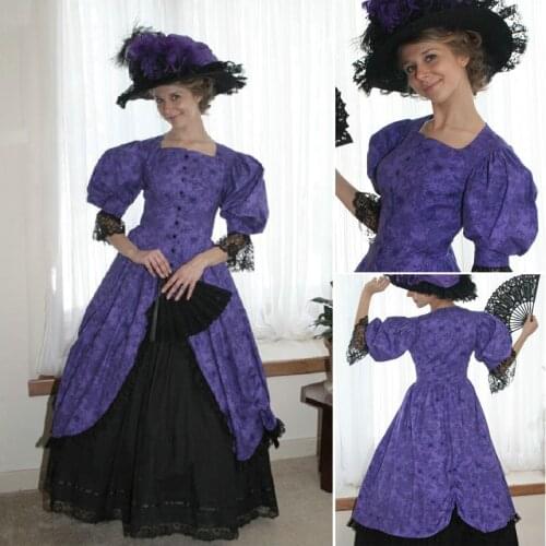 HIstory!Customer-made Purple Victorian dress 1860s Civil war Dress Scarlett Theater Costume Halloween Renaissance Dress V-457