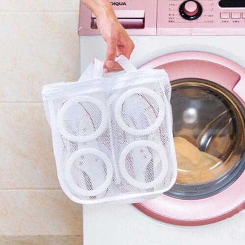 Durable High Quality Polyester Washing Shoes Mesh Net Air Bag Pouch Washing Machine Cleaner Laundry Bag Shoe Hanging Bag