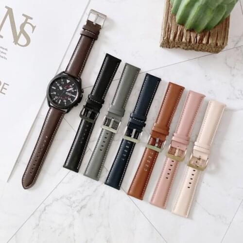 For Samsung Galaxy Watch 3 Bands 20mm 22mm Quick Release Leather Strap for Galaxy Watch3 41mm 45mm/Active2 40mm 44mm Bracelet