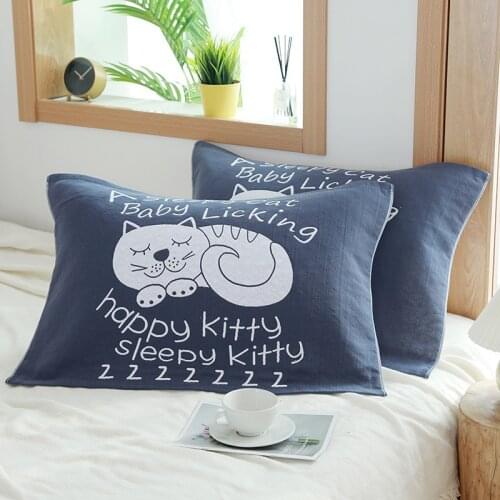 2pcs Special adult gauze pillow towel jacquard cartoon couple four seasons pillow towel
