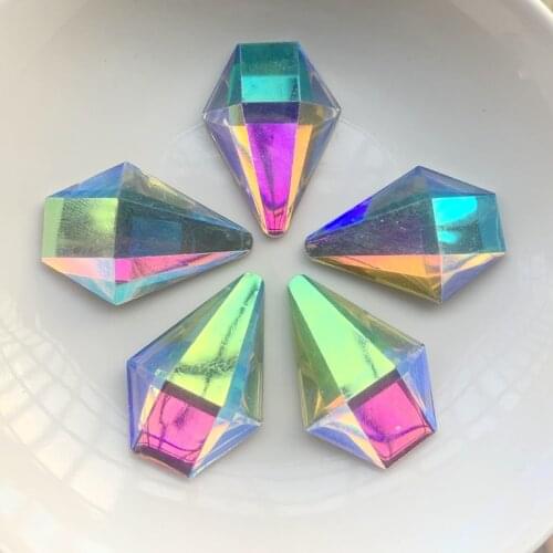 28mm*20mm diamond 3D white AB crystal flat back resin rhinestone wedding decoration DIY for gem accessories rhinestone T12