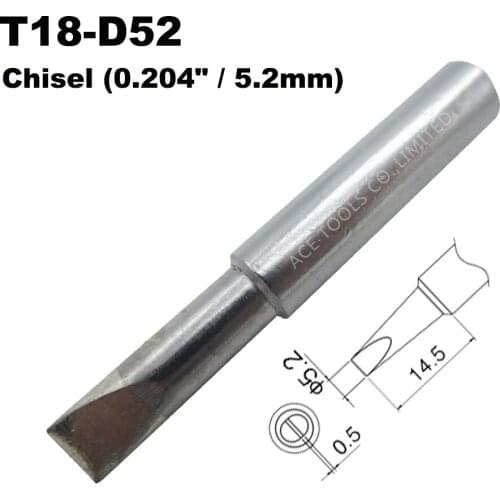 T18-D52 Soldering Tip Screwdriver 5.2mm 0.204" Fit HAKKO FX-888 FX-888D FX-8801 FX-600 Lead Free Iron Bit Handle Welding Nozzle
