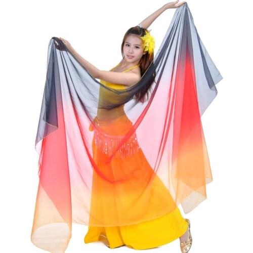 Top Gradient Color Belly Dance Veil 250*120cm Hand Throw Scarf Shawl Belly Dancer Accessory Adult 18 Colors Bellydance Veil Silk