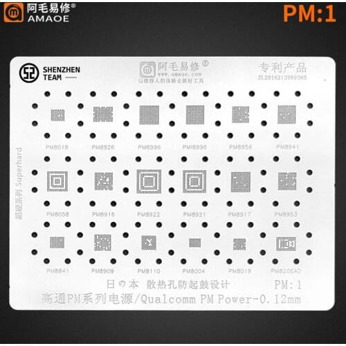 AMAOE Stencil PM:1 Qualcomm Power IC Reballing Stencil For PM8018 PM8926 PM8996 PMI8996 PM8956 PM8941 PM8019 PM8953 PM8916 8917